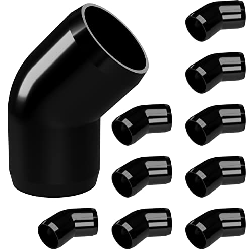 1/2" 45 Degree Furniture Grade PVC Fitting in Black, Made in USA, UV-Resistant, Impact-Proof, 0.840” Actual Socket Diameter (Pack of 10) - F01245E-BK-10 - color: Black