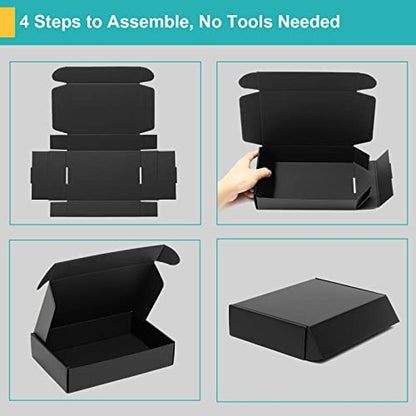 9x6x4” Black Shipping Boxes - 24 Pack Corrugated Cardboard Mailing Box Packaging for Small Business - Tab Locking Literature Mailer Flat Empty Gift Packing Supplies