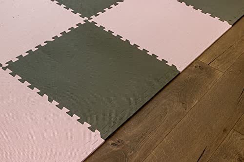 Interlocking Gym Floor Tiles 3/8 Inch – EVA Foam Puzzle Mats for MMA & Home Gym, Non‑Slip Exercise & Play Mat Set, Tatami Textured by Square Brands - size: 24SQFT