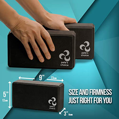 Yoga Wheel Kit for Beginners - Wheel, 2 Blocks, Strap & Guide | Back Roller to Relieve Back Pain & Tension, Deepen Stretches & Boost Flexibility - Complete Home Set for Women & Men