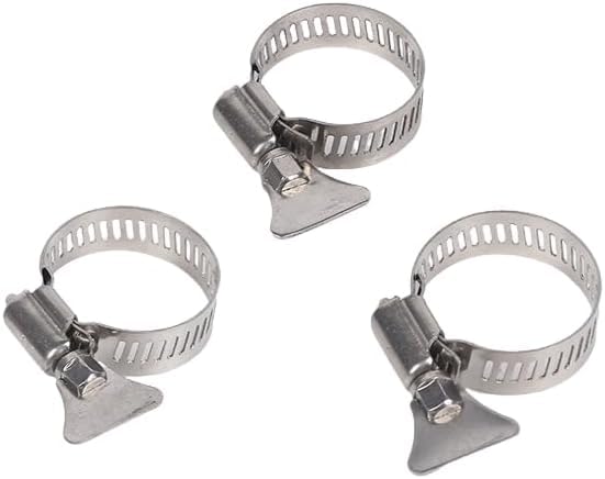 10-Pack 304 Stainless Steel Hose Clamps, 21-38mm (13/16"-1 1/2") Adjustable Thumb Screw Key-Type, for Plumbing, Automotive, Marine & Machinery Applications
