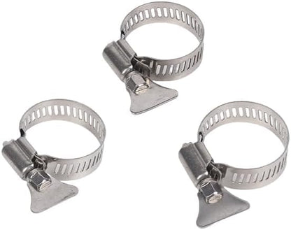 10-Pack 304 Stainless Steel Hose Clamps, 21-38mm (13/16"-1 1/2") Adjustable Thumb Screw Key-Type, for Plumbing, Automotive, Marine & Machinery Applications