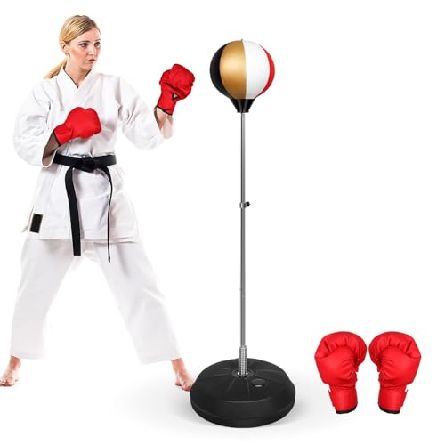 INNOLIFE Speed Ball Stand Punching Bag with Gloves, Reflex Bag for Adults