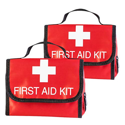 Nylon First Aid Empty Kit,Compact and Lightweight First Aid Bag for Emergency at Home, Office, Car, Outdoors, Boat, Camping, Hiking(Bag Only) (2 Pack Red Foldable) - size: 9.7 x 8.1 inch