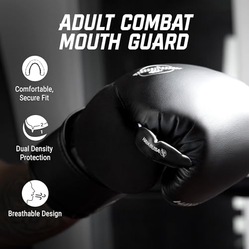 Hayabusa Combat Sports Mouth Guard Youth, Kids and Adult Sizes Comes with Case - Black/White, Adult - color: Black/White, size: Adult