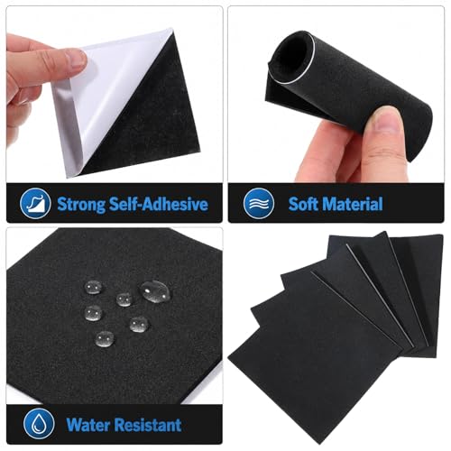 10 Pcs Adhesive Foam Padding, Thin Foam Padding 1/8" Thick, 4"x4" Closed Cell Sheet, Self Stick Anti Vibration Pads for Furniture, Cars, Speakers & DIY Projects