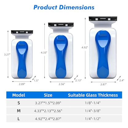 Aquarium Magnetic Glass Cleaner, Fish Tank Algae Scraper Brush Cleaning Tool for 1/4"-1/2" Thickness Glass, Floating Scrubber Brush Cleaner for Acrylic, 1 Detachable Scraper, Large