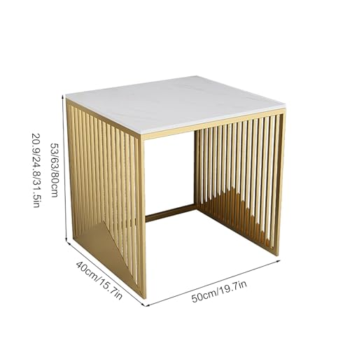 Metal Robot Vacuum Storage Cabinet - Sweeping Cleaner Organizer, Side Table Stand, Fish Tank Shelf with Slate Top, Stylish Gold Finish, 53cm/20.9in - Perfect for Home Décor