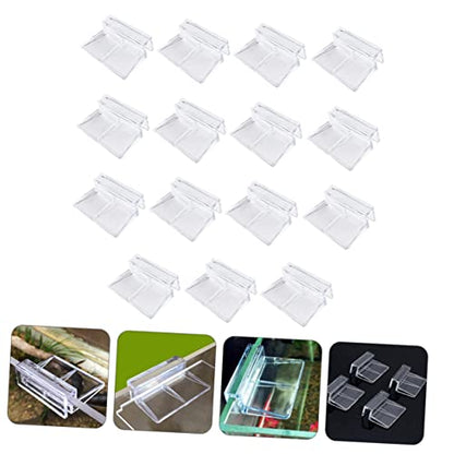 Yardwe 15pcs Acrylic Support Bracket for Fish Tank Cover Adjustable Aquarium Rack for 7-8mm Glass Sturdy Clip Holder for Practical Fish Tank Accessories
