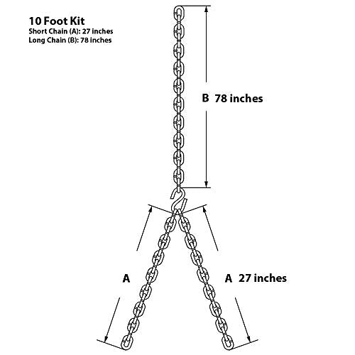 Heavy Duty 700 Lb Porch Swing Black Hanging Chain Kit (10 Foot Ceiling) - size: 10 Foot Ceiling