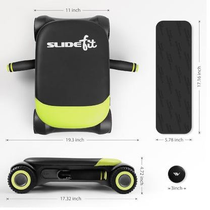WONDER CORE Slide Fit, Ab Roller Board with 4 Wheels, Automatic Rebound Abdominal Wheel for Core Workout, Ab Exercise Equipment, Abdominal Exerciser, Heroboard Fitness Rolling Board with Knee Pad