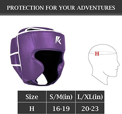 Kruzak Unisex Boxing Headgears - MMA Training, Adjustable Padded, Kara,Muay Thai Headgear, Kickboxing, Sparring, Martial Arts, Karate, Taekwondo MMA Body Equipment - color: Purple, size: Large-X-Large