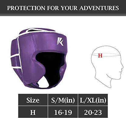 Kruzak Unisex Boxing Headgears - MMA Training, Adjustable Padded, Kara,Muay Thai Headgear, Kickboxing, Sparring, Martial Arts, Karate, Taekwondo MMA Body Equipment - color: Purple, size: Large-X-Large