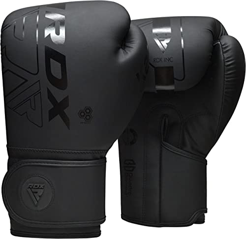RDX Boxing Gloves, Pro Training Sparring, Maya Hide Leather, Muay Thai MMA Kickboxing, Men Women Adult, Heavy Punching Bag Focus Mitts Pads Workout, Ventilated Palm, Multi Layered, 8 10 12 14 16 18 Oz - color: BLACK, size: 10 OZ