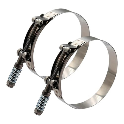 5.5" Heavy Duty T Bolt Hose Clamp Stainless Steel - Spring Loaded 146-154mm for 5.5" I.D. Hose with 3mm - 6mm Wall Thickness, Auto-adjusting maintain Constant Clamping Force (146-154mm, 2 Pack) - size: 5.5" Hose Clamp 146mm - 154mm (5.75" - 6.06")