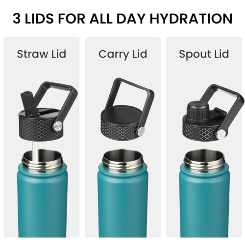 Konokyo 24 oz Insulated Stainless Steel Water Bottle with Straw Lid - color: Light Blue, size: 24 Ounces