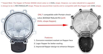 ATIE Upgraded Pool Check Valve Rebuild Kit Compatible with 263042Z Check Valve Rebuild Kit for Pentair 2" Check Valve 263042 ONLY (Not Compatible with FullFLOXF Check Valves 263060 & 263077) (1 Pack)