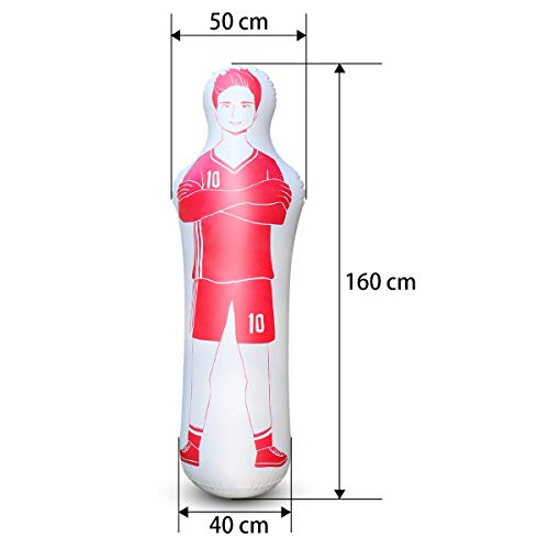 ZHUYNXIR Inflatable Soccer Dummy, Soccer Training Equipment, Inflatable Dummy Goalkeepr Air Mannequin Free Kick Wall Goalkeeper Defender Training for Children Adults - color: 160 dummy-red