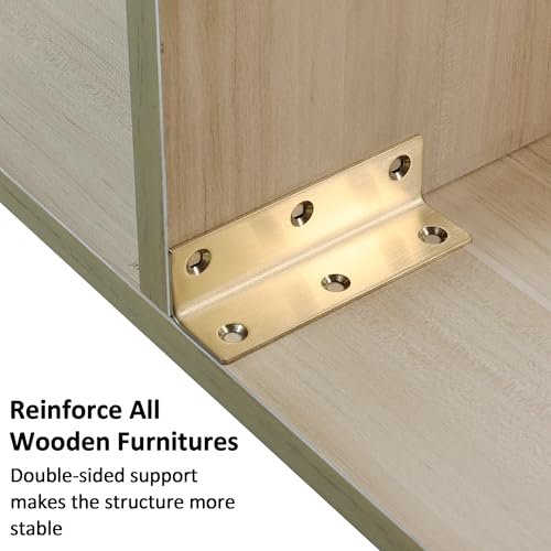L Bracket, Heavy Duty Corner Brace, 4 Pack 4 Inch Stainless Steel Shelf Bracket Angle Bracket for Shelves, Gold Metal Braces for Wood, 100mm Overall Length - size: 4 Inch, style: Gold 4 Pack