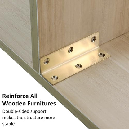 L Bracket, Heavy Duty Corner Brace, 10 Pack 4 Inch Stainless Steel Shelf Bracket Angle Bracket for Shelves, Gold Metal Braces for Wood, 100mm Overall Length - size: 4 Inch, style: Gold 10 Pack