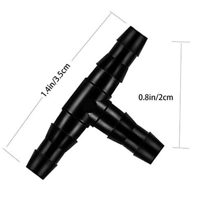 300Pcs Barbed Tee Connectors Drip Irrigation, 1/4" Universal Barbed Tee Fittings for 4/7mm Water Tube,3-Way Irrigation Coupling for Flower Pot Garden Lawn(Black)