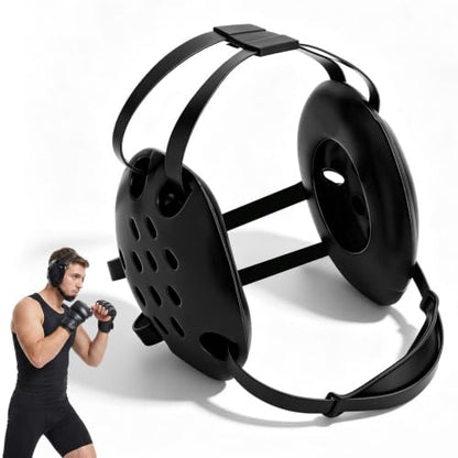 Wrestling Headgear Black Wrestling Adjustable Ear Guard for Training Practice Competition - size: 11 point