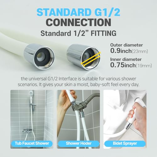 Eco Shower Hose 79IN/2M – Flexible, Durable, Leak-Proof, Replacement Hose for Handheld Shower Heads, Universal Fit, Easy Install, Eco-Friendly, Rust Resistant SILVER ECOHOSE-79-SLV - color: Silver