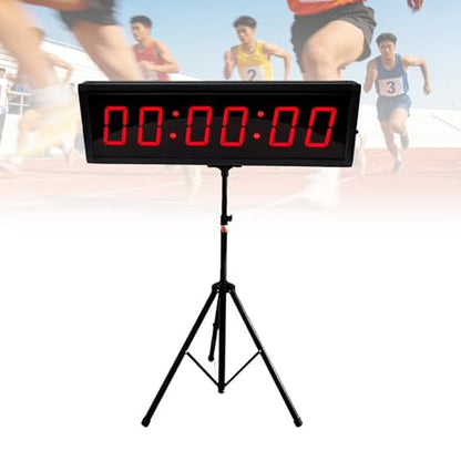 Gym Timer Clock with Start/Stop Button, Race Timing Clock with Tripod, 12/24H Digital Wall Clock for Home Gym Tabata, HIIT, Running Events