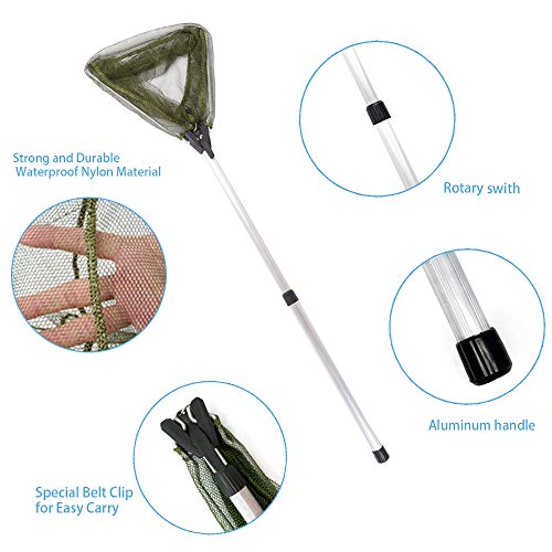 Kids Fishing Net for Lakes - Minnow Nets for Kids - Aluminum Collapsible Telescopic Fishing Pole Handle and Nylon Mesh Small Fishing net - Butterfly Nets for Kids Outdoor Playing