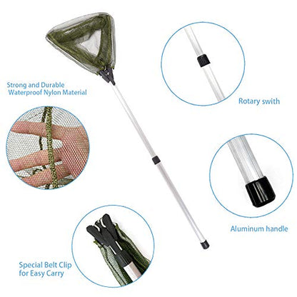 Kids Fishing Net for Lakes - Minnow Nets for Kids - Aluminum Collapsible Telescopic Fishing Pole Handle and Nylon Mesh Small Fishing net - Butterfly Nets for Kids Outdoor Playing