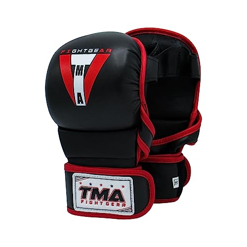 TMA MMA Gloves Sparring Grappling, Hybrid Martial Arts Mitts Men Women, Muay Thai, Punching Bag Kickboxing - size: Large-X-Large
