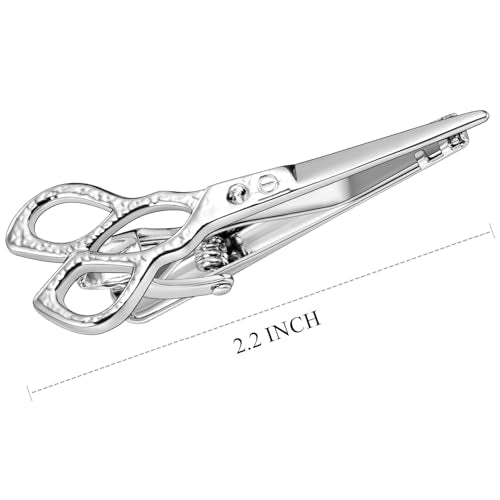 HAWSON 2/2.2 Inch Various Tie Clips for Men Unique, Personalized Novelty Tie Bars Pins Tacks, Funny Theme Wedding Holiday Gifts for Husband Groomsmens - style: Silver Barber Scissors