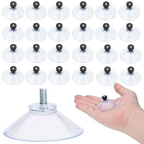 Suction Cup 40 mm Glass Suction Pads Clear PVC Sucker Pads Suction Holder Without Hooks for Bathroom Wall Door Glass Window Car Shade (Black, 24pcs) - size: 24Pcs Black