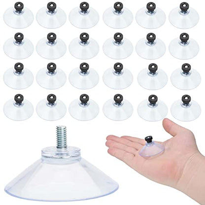 Suction Cup 40 mm Glass Suction Pads Clear PVC Sucker Pads Suction Holder Without Hooks for Bathroom Wall Door Glass Window Car Shade (Black, 24pcs) - size: 24Pcs Black