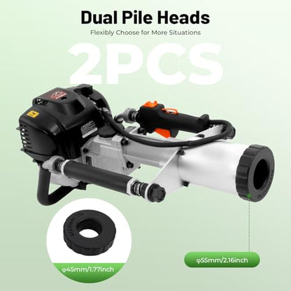 Bepritm Gas Powered T Post Driver, 37.7CC 4 Stroke Fence Post Pile Driver Gasoline Piling Engine with 2 Piling Heads, Portable Petrol Piledriver Single Cylinder Air Cooling 8500r/min (37.7CC 4 Stroke) - color: 37.7cc 4 Stroke