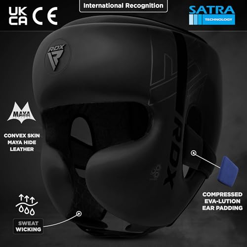 RDX Boxing Headgear, MMA Training, Adjustable Padded Kara,Muay Thai Headgear, Kickboxing, Sparring, Martial Arts, Karate, Taekwondo Helmet - color: BLACK, size: X-Large