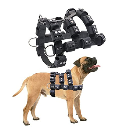 Weighted Tactical Dog Vest, No Pull Harness Symmetric Weight Pockets for Muscle & Weight Loss, Fit Pitbull GSD Husky, Heavy Nylon Service Harness Black - size: Dog's Waist 26.5"-32.5" | VEST ONLY