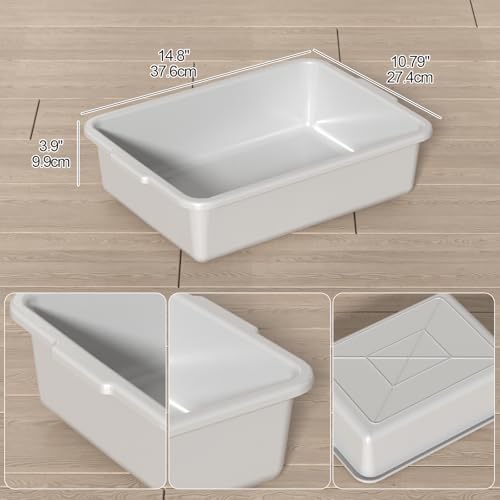 8 L Plastic Bus Tubs, Commercial Bus Tub Tote Box, Light Gray, 5 Packs - size: 8 L