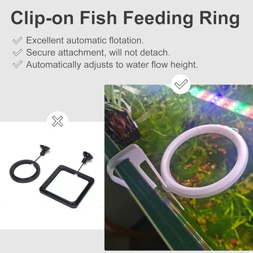 Clip On Fish Feeding Ring, Floating Aquarium Feeder, Non-Shedding Fish Food Holder for Betta Goldfish Guppy Turtle - color: White
