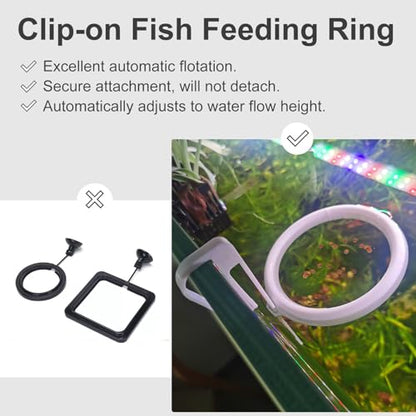 Clip On Fish Feeding Ring, Floating Aquarium Feeder, Non-Shedding Fish Food Holder for Betta Goldfish Guppy Turtle - color: White