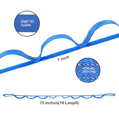 A AZURELIFE Premium Durable Stretch Straps with Loops, Stretching Strap for Physical Therapy, Multi-Loop Yoga Strap Fitness Exercise Strap for Yoga, Pilates, Dance, Flexibility&Exercise - color: #1-Blue