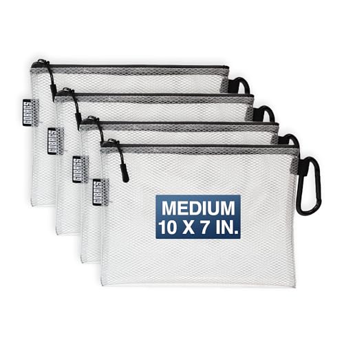 Air Production Medium Clear Zipper Pouch (4‑Pack) – Cable Organizer & Travel Gear Bag for Electronics, Camera Accessories, Tool Pouch & Small Tech Storage - color: Black, size: Medium