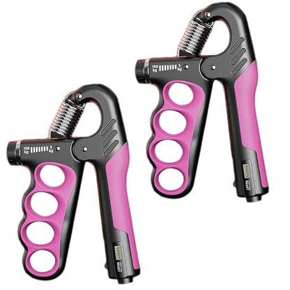 2PCS Grip Strength Trainer, 11-220LBs Adjustable Hand Gripper Strengthener with Automatic Counter, Hand Wrist Forearm Exerciser for Athletes, Musicians, Injury Recovery & Physical Therapy - color: Pink