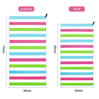 Exclusivo Mezcla Microfiber Quick Dry Large Beach Pool Towel - color: Stripe-colorful, size: 30" x 60"