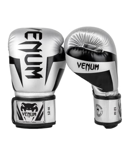Venum Elite Boxing Gloves - color: Silver/Black, size: 10-Ounce