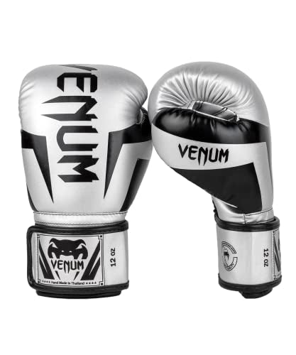 Venum Elite Boxing Gloves - color: Silver/Black, size: 12-Ounce