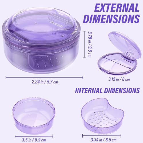 2 in 1 Retainer Cleaning Case for cleaning and storing dentures - color: Purple