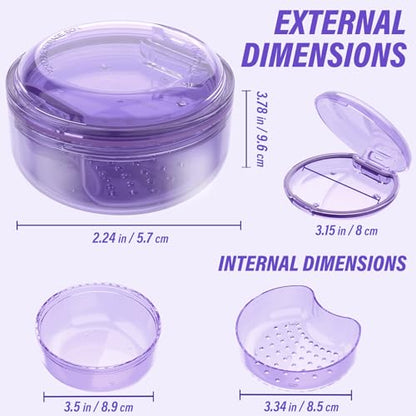 2 in 1 Retainer Cleaning Case for cleaning and storing dentures - color: Purple