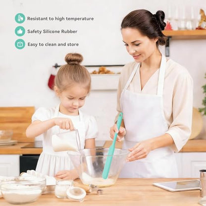 Silicone Jar Spatula Set of 4, Long Handle Skinny Spatula and Spurtle for Sourdough Starter, Flexible Jar Scraper for Peanut Butter, Jam, Icing, Cream with No Batter Left Behind (4, Green)