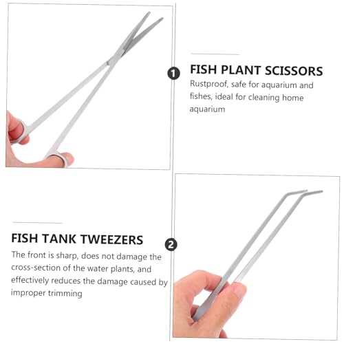 POPETPOP 1set Aquarium Scissors and Tweezers Tool Aquascaping Fish Tank Maintenance Water Plant Care Kit Easy to Use and Resistant